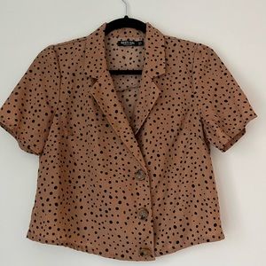 NASTY GAL Collared Blazer Style Cropped Blouse